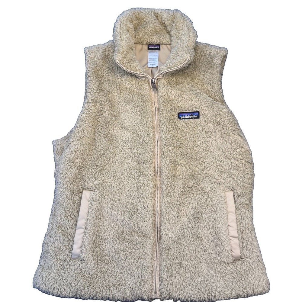 PATAGONIA Los Gatos Fleece Jacket Vest Tan Beige Outdoor Preppy Hiking Fuzzy -M-